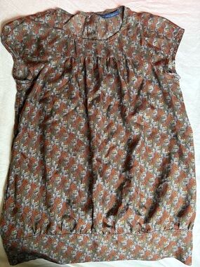 Silk Japanese inspired Floral Print Puff Sleeve Blouse